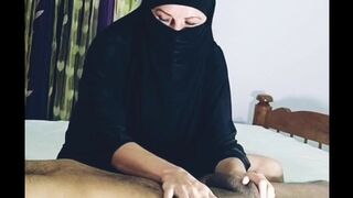 Sexy Hands on Cock Giving Massage of Beautiful Girl In Hijab