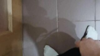 Boy stripping cock reveal and nasty cumshot on the wall ????
