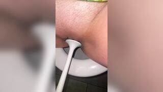 Licking public toilets in the hotel and playing with toilet brush