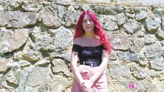 Petite and shy redhead teen looks for OUTDOOR FUN at our blind date