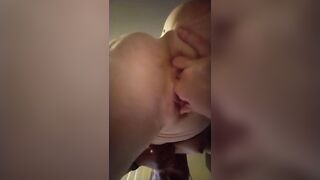 Squashing my saggy boobs and fingering my pussy