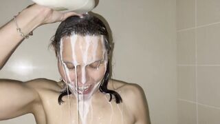 Milk Shower - Cold Freezing Milk poured over my naked body