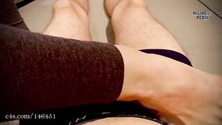 Foot massage on cock and balls