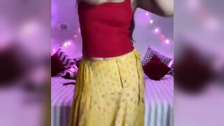 Desi indian girl dancing on video call with her boyfriend