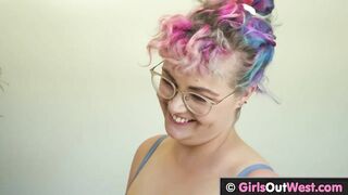 Hairy busty lesbian enjoys oral sex and anal fingering