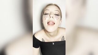 Sloppy ahegao by girl with braces. Spit fetish