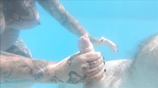 Underwater BJ Pool fun with the Creampies