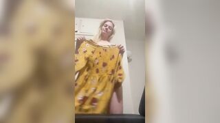 Dress try on haul-Sexy blonde MILF trying dresses without panties