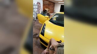 I fuck a Lamborghini Gallardo, perv owner watches