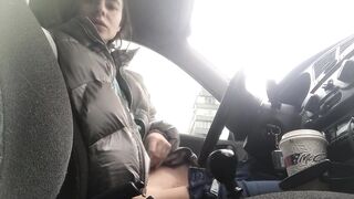 In car real Public masturbation