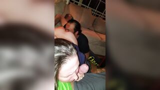 My slutty wife sucking my dick while our friend eats her pussy to orgasms