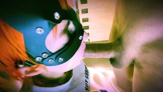 Sweet blowjob to calm music from a girl with red hair and green eyes who likes to get sperm