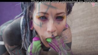 heavy tattoo girl ANUSKATZZ / DAP, ANAL, swallow, gape, prolapse, split tounge blow job - (goth, punk, alt porn) ZF006