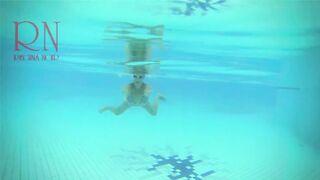 Underwater Mermaid. Amazing underwater show. Bikini underwater