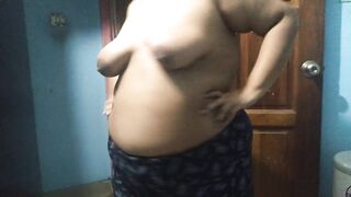 Neighbor aunty with big ass and big tits does exercise for backache while naked