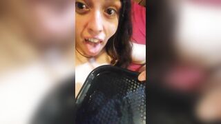 PinkMoonLust thinks she can SQUIRT GLITTER in her Mind! She Tastes her own Pussy Cum & Pours on Neck
