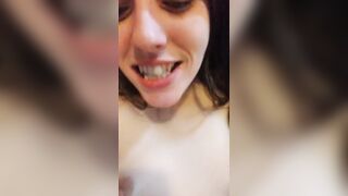 PinkMoonLust thinks she can SQUIRT GLITTER in her Mind! She Tastes her own Pussy Cum & Pours on Neck