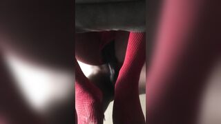 Darkskin babe with leggings get fucked doggystyle