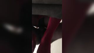 Darkskin babe with leggings get fucked doggystyle