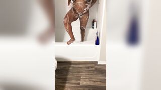 Candy Rose in the shower getting soapy
