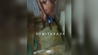 Tamil wife bathing