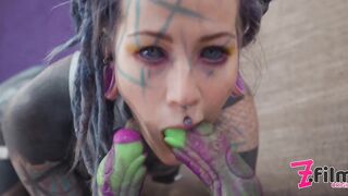 DOUBLE ANAL from tattoo girl ANUSKATZZ / DAP with swallow, gape, prolapse - punk - goth