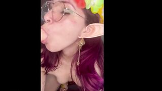 skinny elf plays with her dildo hidden | CLOSE UP