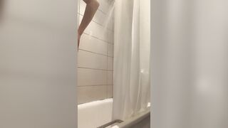 Milf with big tits shaving in the shower