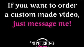 nippleringlover rubbing string on clit - string through large gauge nipple piercings & nipple pull