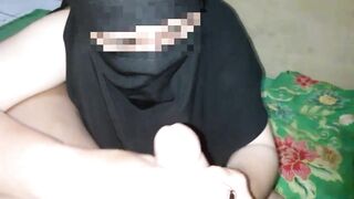 Blowjob hijab milf with black dick