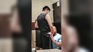 Sucking A Tasty Cock To A Sportsman In The Bathrooms Of The Restaurant #Cruising #Public