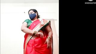 Marathi Divya aunty on Red saree Sexy look
