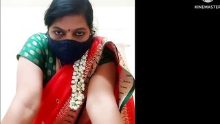 Marathi Divya aunty on Red saree Sexy look