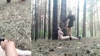 Domina Evgenia - My humiliated dog in the forest (2 angles at the same time, English subtitles)