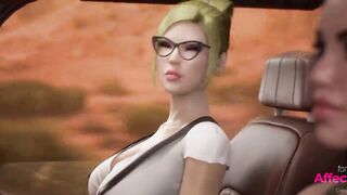 Big dick guy having crazy threesome sex with 2 big tits futanari babes in a 3d animation