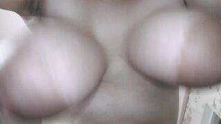 POV: Cuckold watch his wife bouncing boobs when she get fucked without condom and creampied