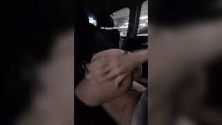 Slut sitting hot inside the car