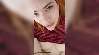 Watch how hot Sexy Busty Redhead Latina Plays with her Huge Juicy Tits and Tight Wet Pussy