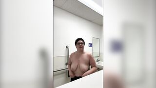 Sexy BBW Strips Nude To Piss In Public Bathroom Pt. 2
