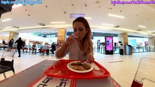 Public CumOmlette eating in a restaurant with a LOAD of fresh CUM (SORT)
