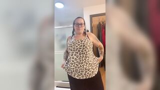 BBW MILF lotions thick body and gets dressed POV
