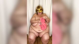 The very fat grandmother wearing her panties