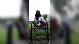 Goth Pissing And Pussy Rubbing Outdoors
