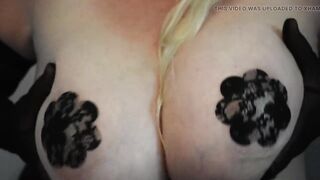 Flowery Lacy Pasties on Huge Natural Tits! POV DDD Titties
