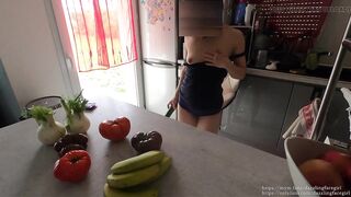 a Milf so hungry for cock that she gets fucked by a cucumber