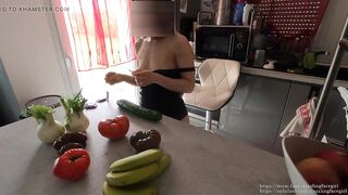 a Milf so hungry for cock that she gets fucked by a cucumber