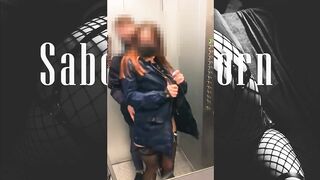 Risky Public Sex of A Russian Couple in An Elevator, on A Balcony and An Entrance