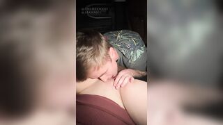 Sucking my friends dick while his girlfriends in the front seat