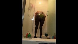 Showering with sheer black nylons on wet fetish Milf youtuber gone wild