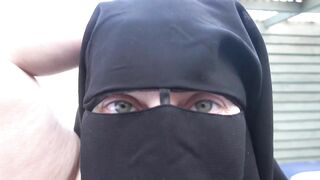 Naked Wife in Niqab and ankle boots